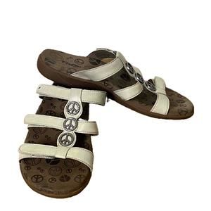 Taos White Strappy Slide Sandals 6